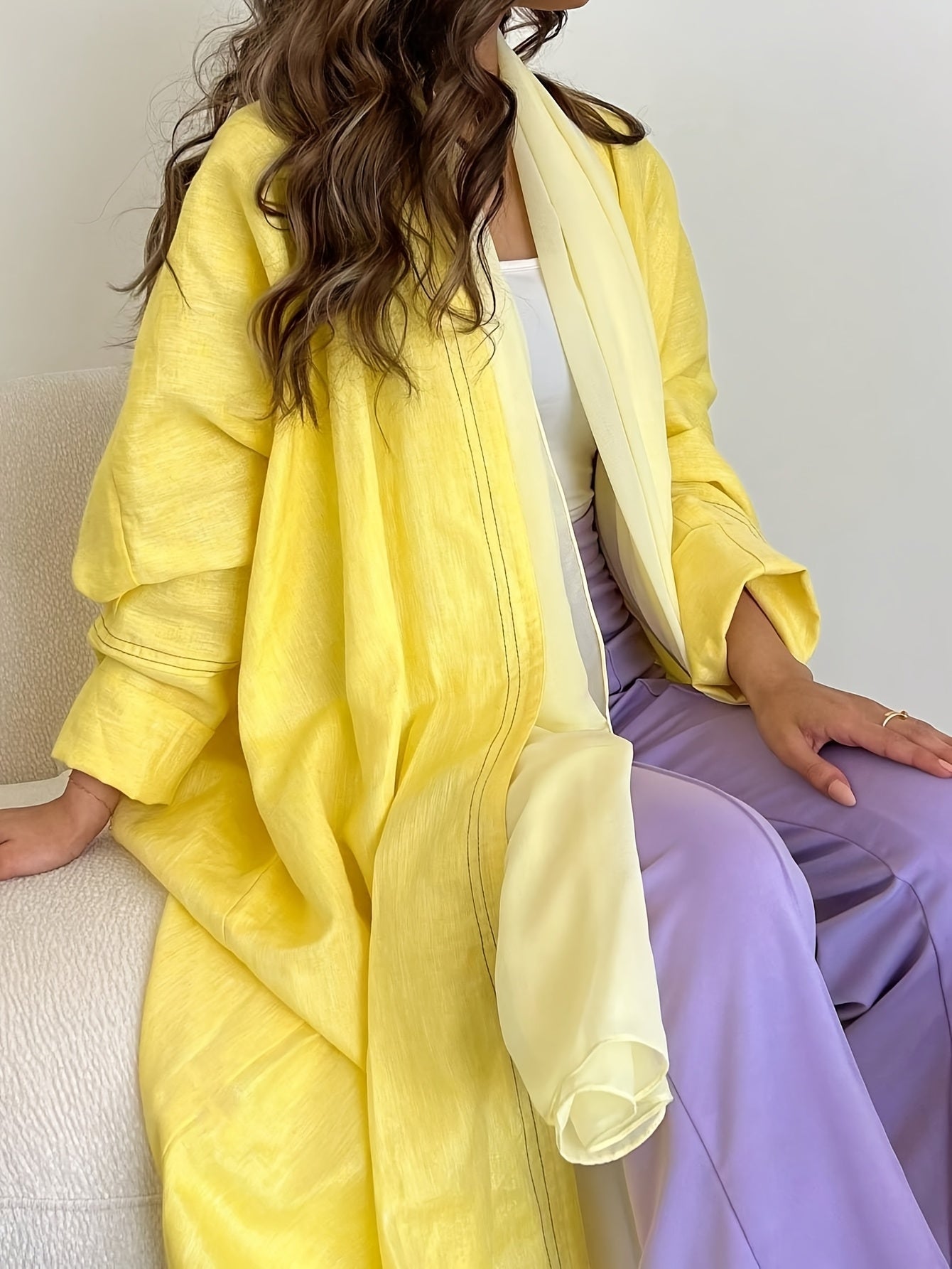 1pc Middle Eastern Women's Elegant Long Sleeve Arabic Abaya - Loose Fit H-Line Long Robe with Solid Color, Hand Wash/Dry Clean, All-Season Traditional Attire, Modest Fashion | Flowing Garment