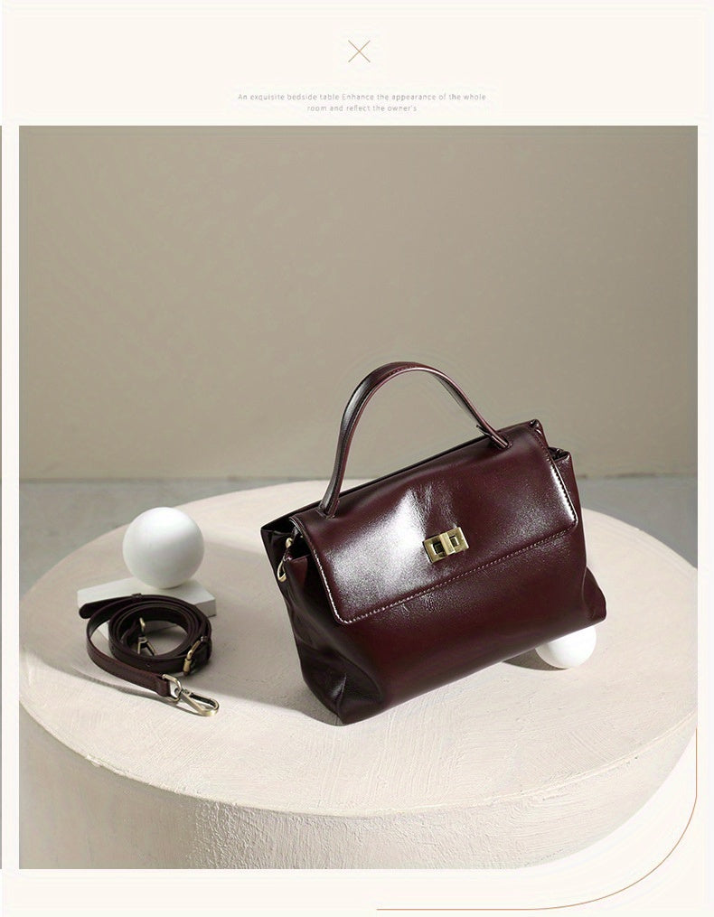 Solid Color Luxury Leather Women's Shoulder Bag, Crossbody Bag for Women, 2025 New High-End Retro Shoulder Bag
