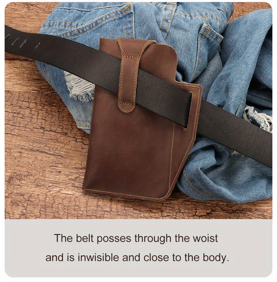 Men's Leather Mobile Phone Case, Mobile Phone Stand With Belt Ring, Mobile Phone Bag Protective Case, Unique Father's Day Gift