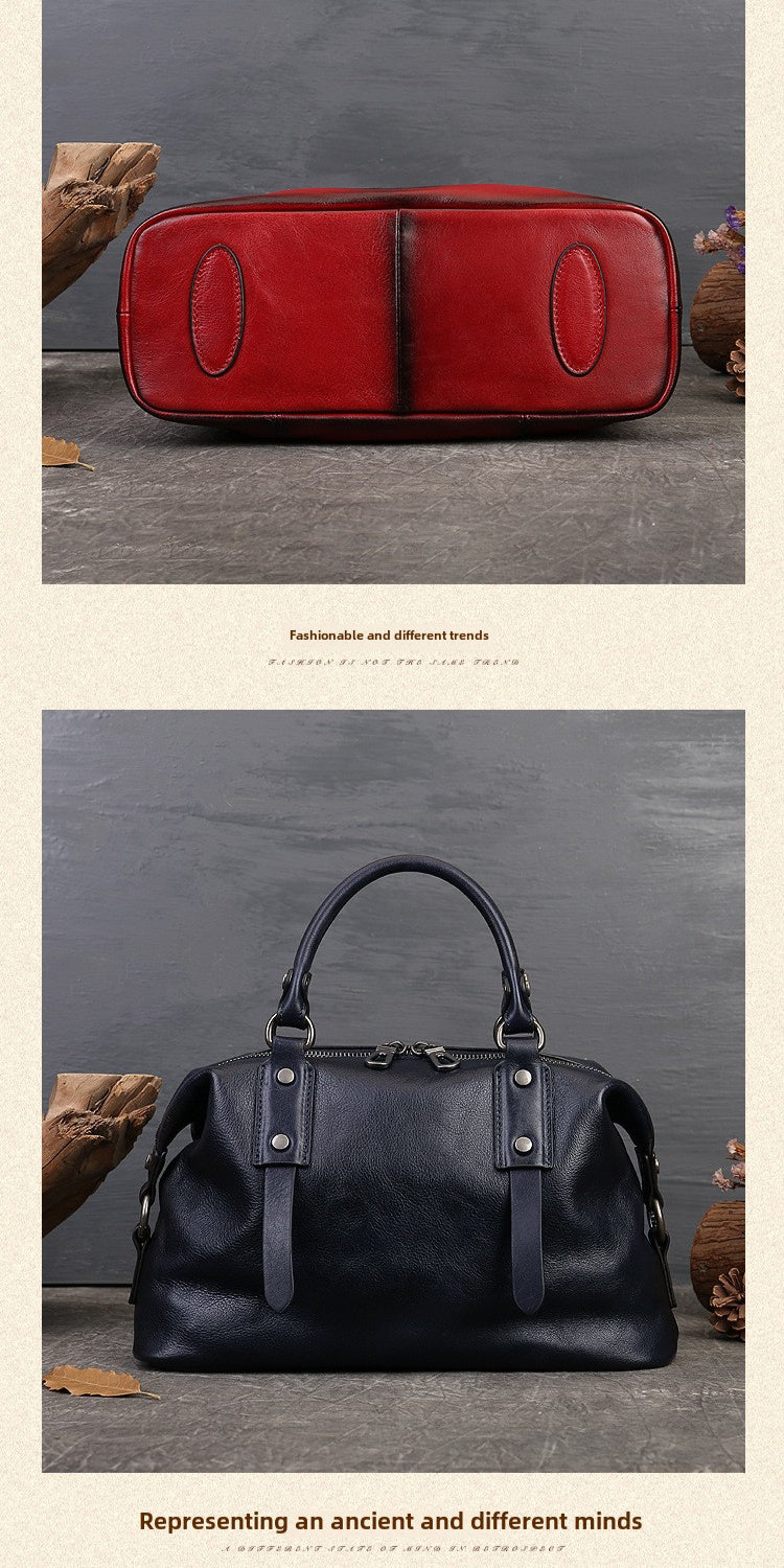Women's Genuine Leather Crossbody Bag - Adjustable Wide Strap, Large Capacity Vintage Tote & Shoulder Bag