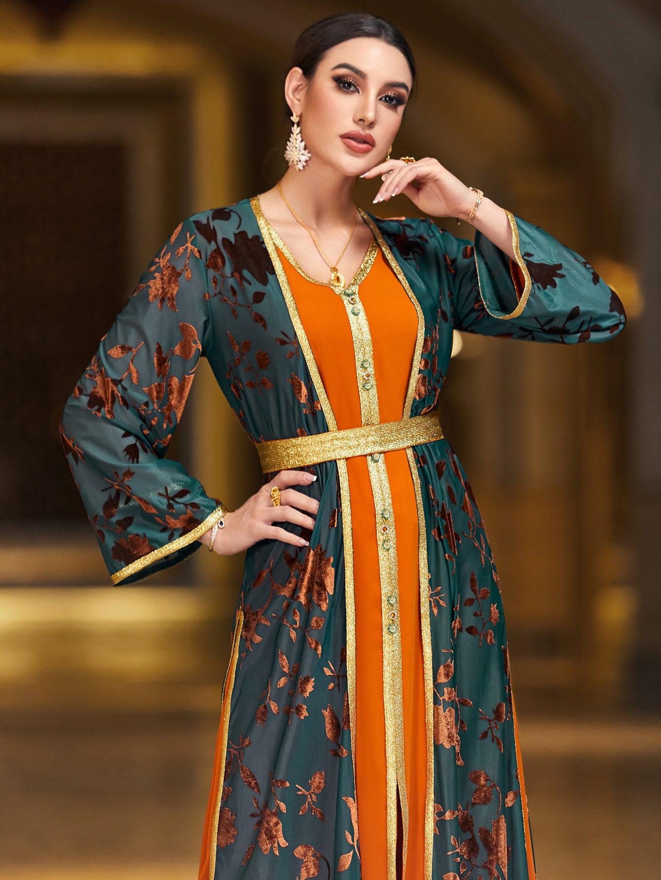 Casual Arab Two-Piece Modern Abaya Set