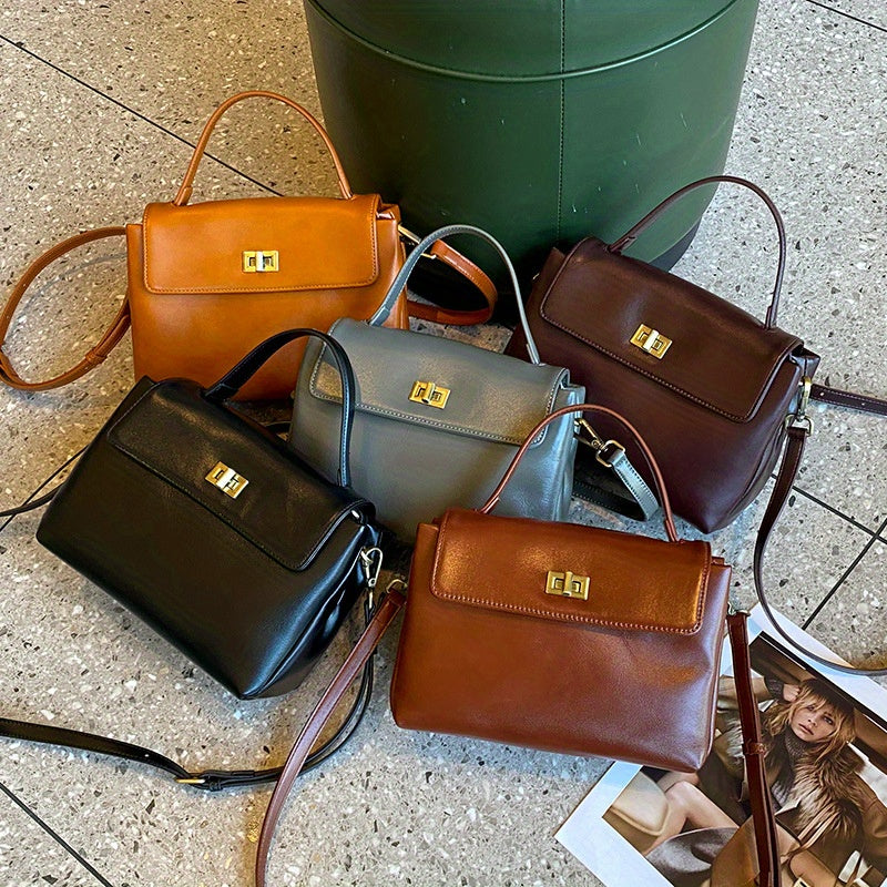 Solid Color Luxury Leather Women's Shoulder Bag, Crossbody Bag for Women, 2025 New High-End Retro Shoulder Bag