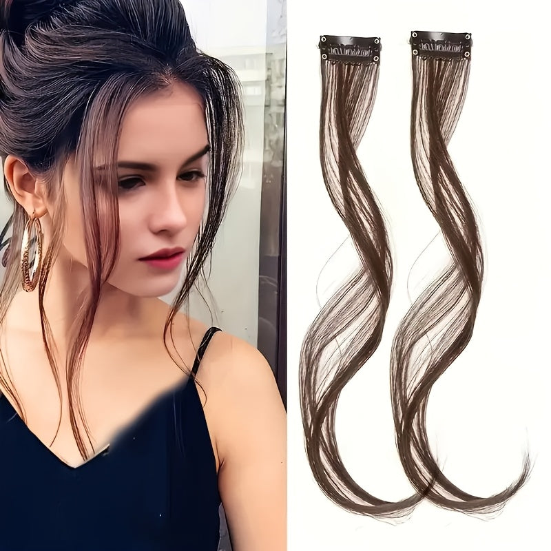 2pcs Cool Light Blonde Wavy Curly Long Side Clip-In Bangs