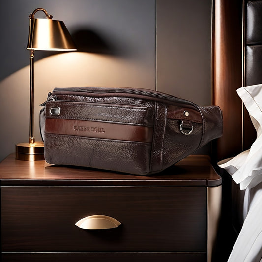 Men's Fashion Top Layer Leather Belt Bag - Comfortable Waist Bag, Perfect For Business Or Leisure