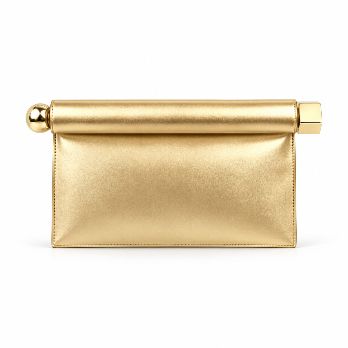 Elegant Gold Leather Evening Clutch Bag