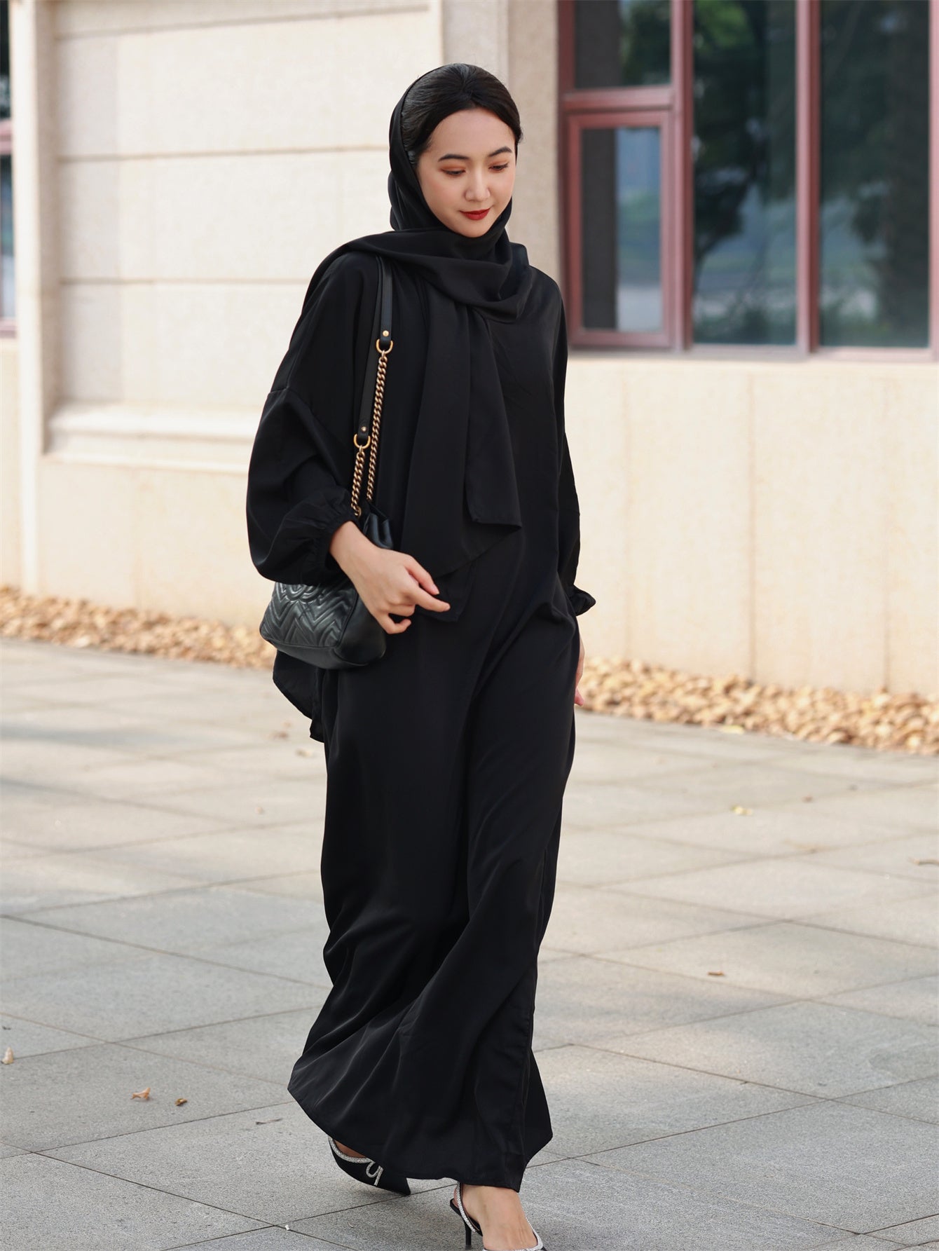 Women'S Loose Modest Jibab Abaya with Headscarf - Long Sleeve, Polyester, Non-Stretch Fabric | Ideal for Ramadan and Daily Wear, Casual Style, Allseason Abaya | Elegant Abaya | Polyester Abaya