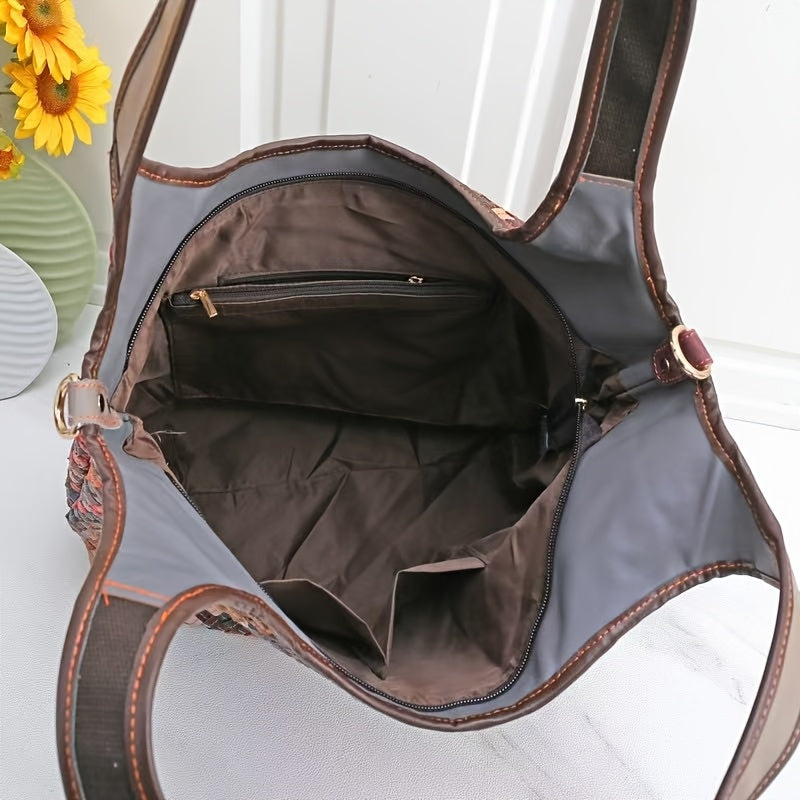 New Genuine Leather Women's Woven Stripe Handheld Cross-body Handheld Stylish New Design Bag