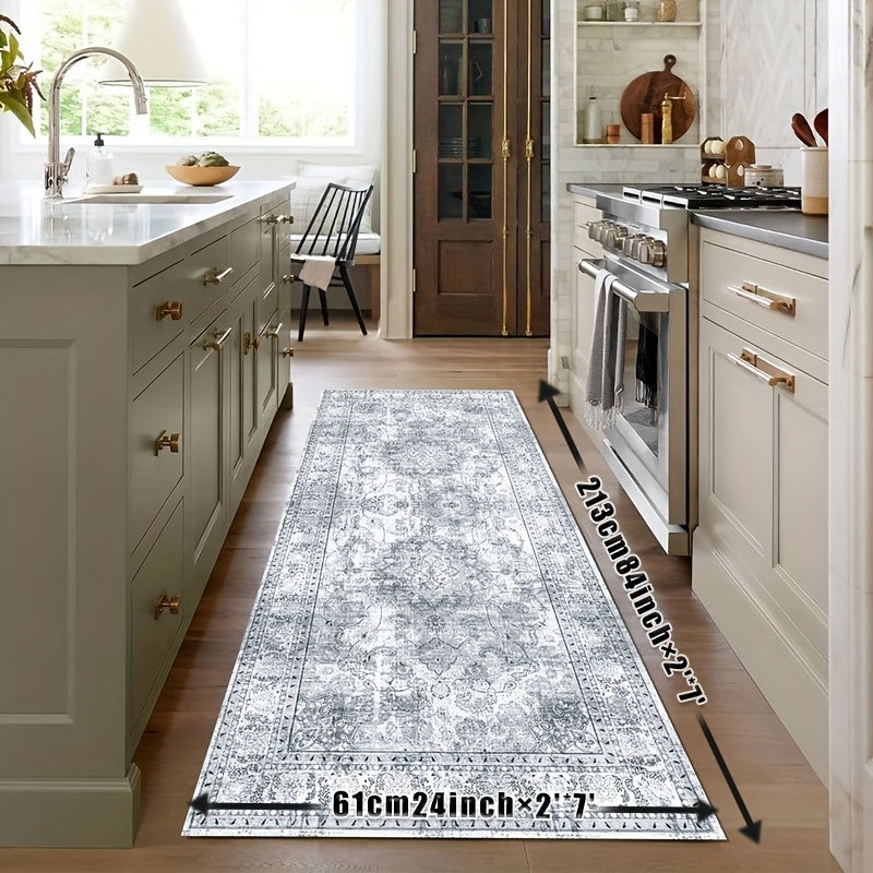 Area Rugs Boho Washable Area Rug For Bathroom, Bedroom, Large Area Rugs For Living Room Dining Room, Bohemian Vintage Non Slip Low Pile Indoor Accent Carpet For Home Office-blue Color Bathroom Mat