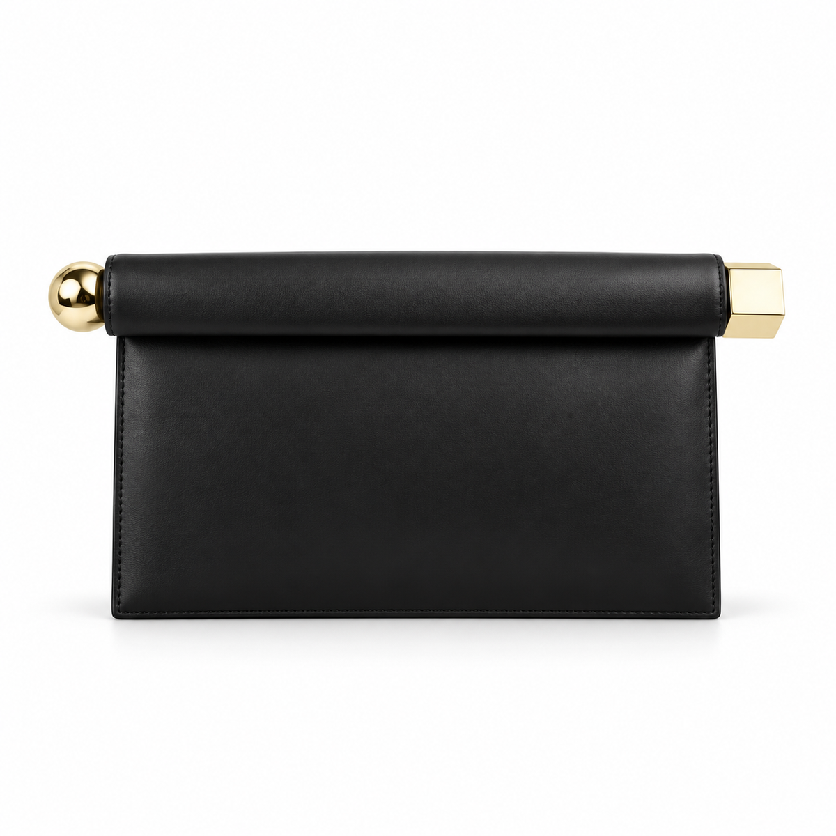 Elegant Black Leather Evening Clutch Bag