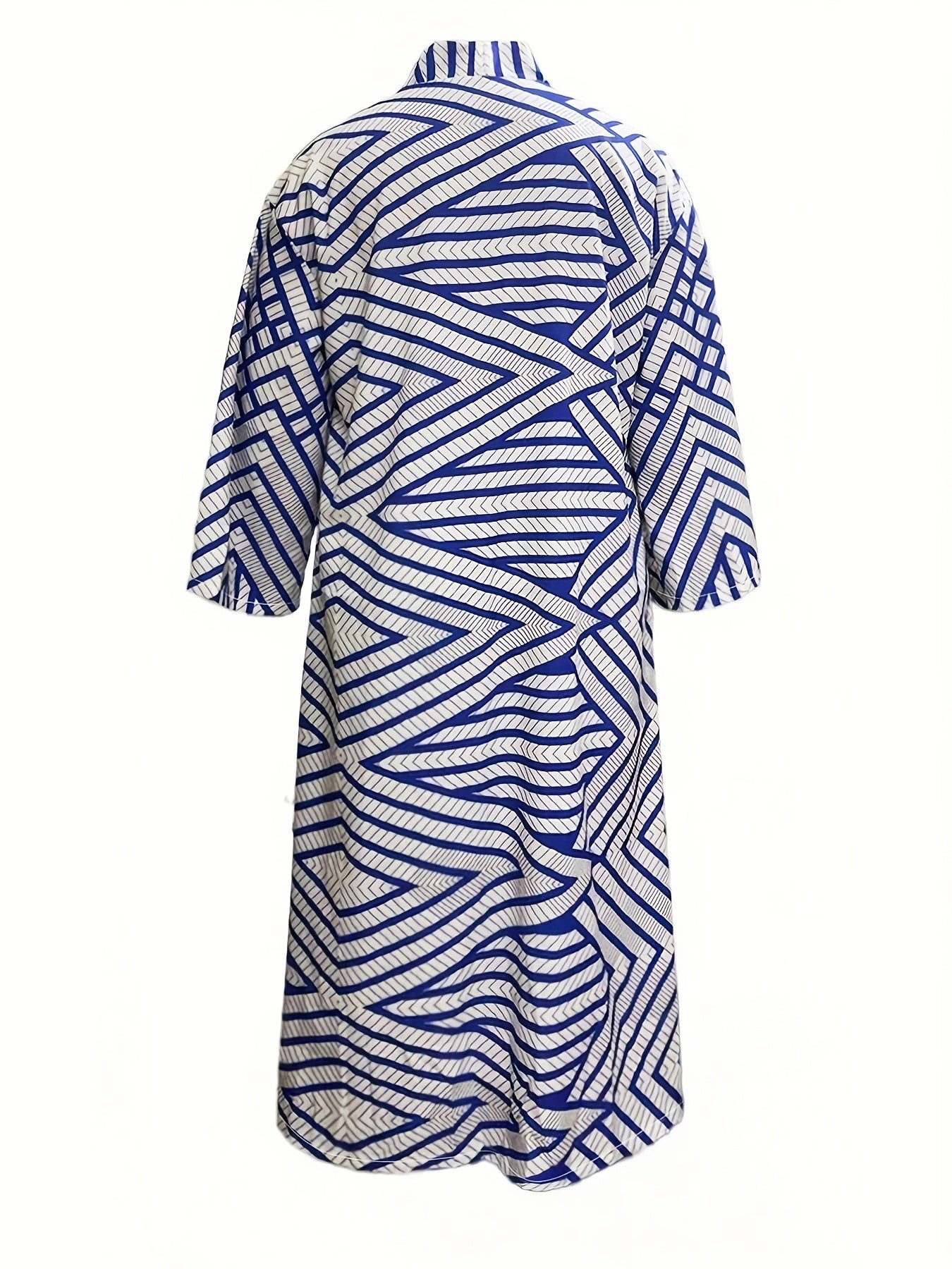 Chic Plus Size Open Front Kimono Abaya Cardigan - Casual & Versatile, Machine Washable, Polyester Blend with Elastane, Elegant Print Design