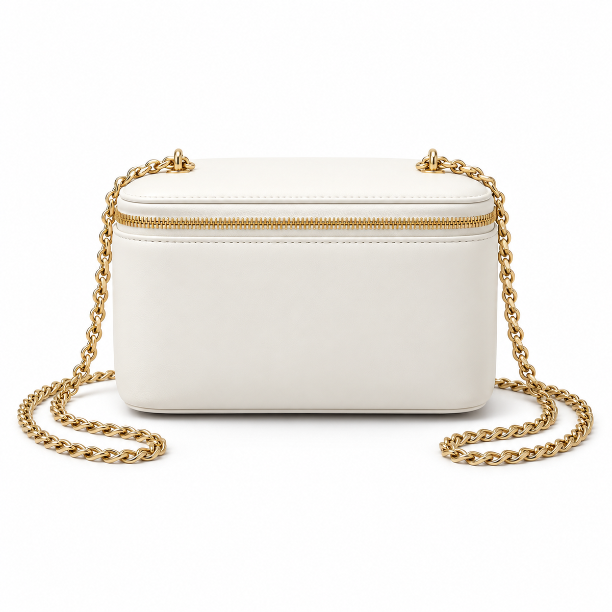 Ivory Vegan Leather Chain Crossbody Bag