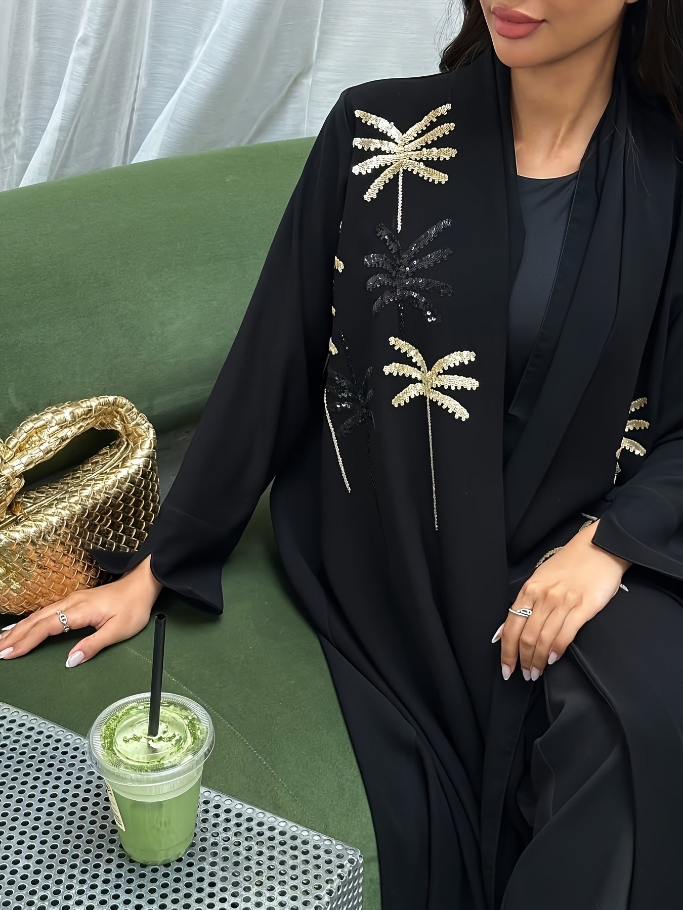 New Hot Middle Eastern Muslim Women's Kaftan Abaya: Black Turkish-Style Elegant Long Dress with Beadwork, Ethnic Party Evening Gown for Ladies