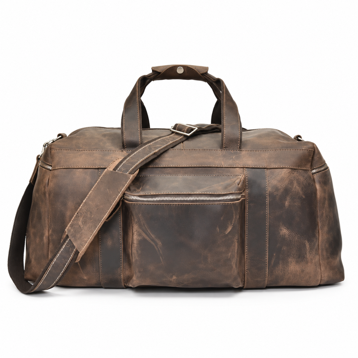 Vintage Coffee Brown Overnight Duffel Bag