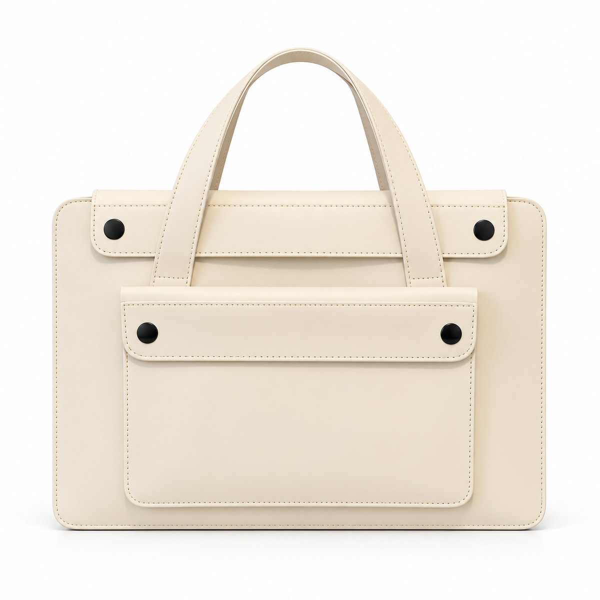 Ivory Leather Laptop Bag With Handles