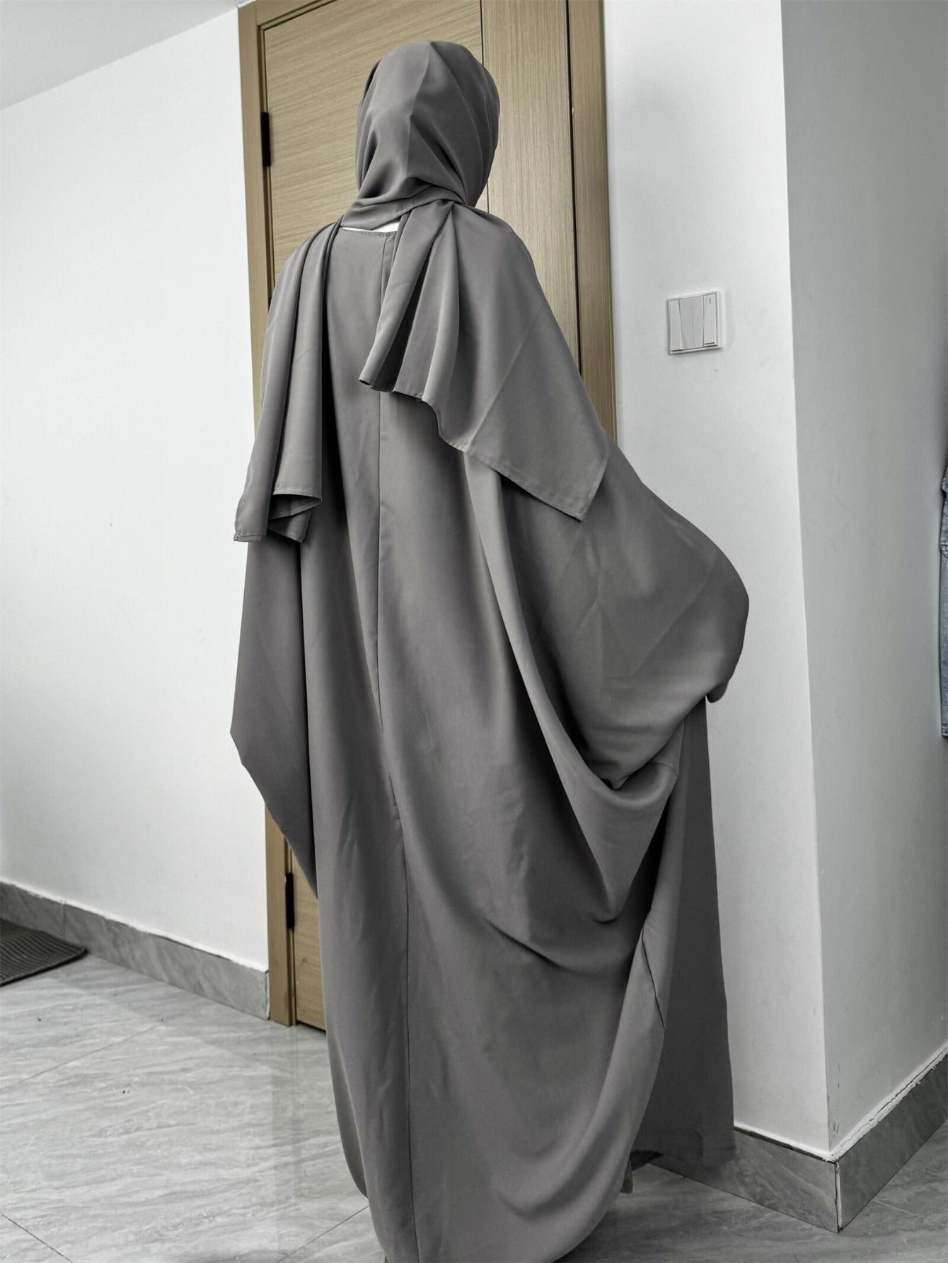 Plus Size Middle Eastern Loose Long Robe Prayer Jilbaab Dress with Matching Headscarf Two-piece Abayas Ethnic Clothing Islamic Conservative Dresses Long Skirt