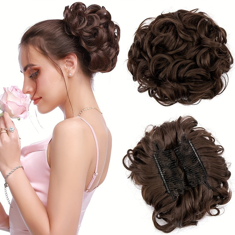 Curly Bun Extensions Scrunchie Combs In Messy Bun Hair Piece For Women