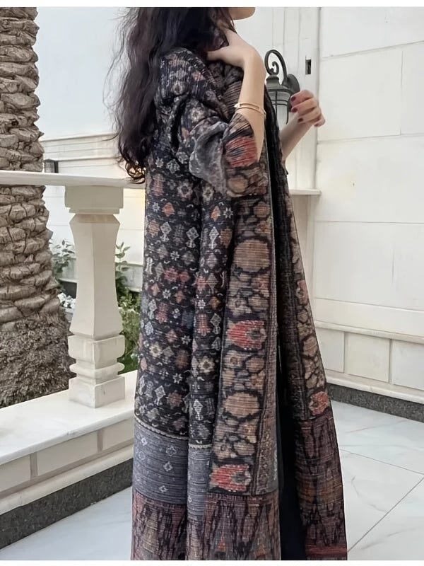 Women's Islamic Arabic Abaya - Elegant Middle Eastern Long Coat Cape, Machine Washable Islamic Dress in Black/Red/Brown/Gray/Beige/White/, for Eid, Hajj, Ramadan - Modest Muslim Clothing