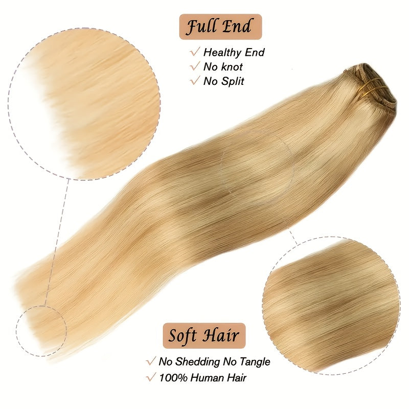 8pcs Luxe Remy Human Hair Extensions Set | 100% Real, Silky Straight