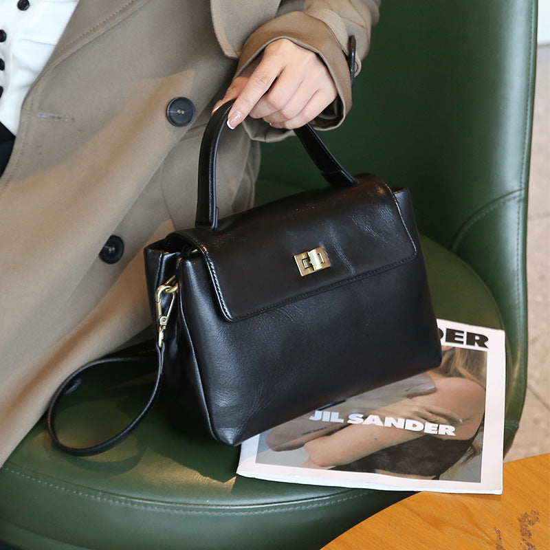 Solid Color Luxury Leather Women's Shoulder Bag, Crossbody Bag for Women, 2025 New High-End Retro Shoulder Bag