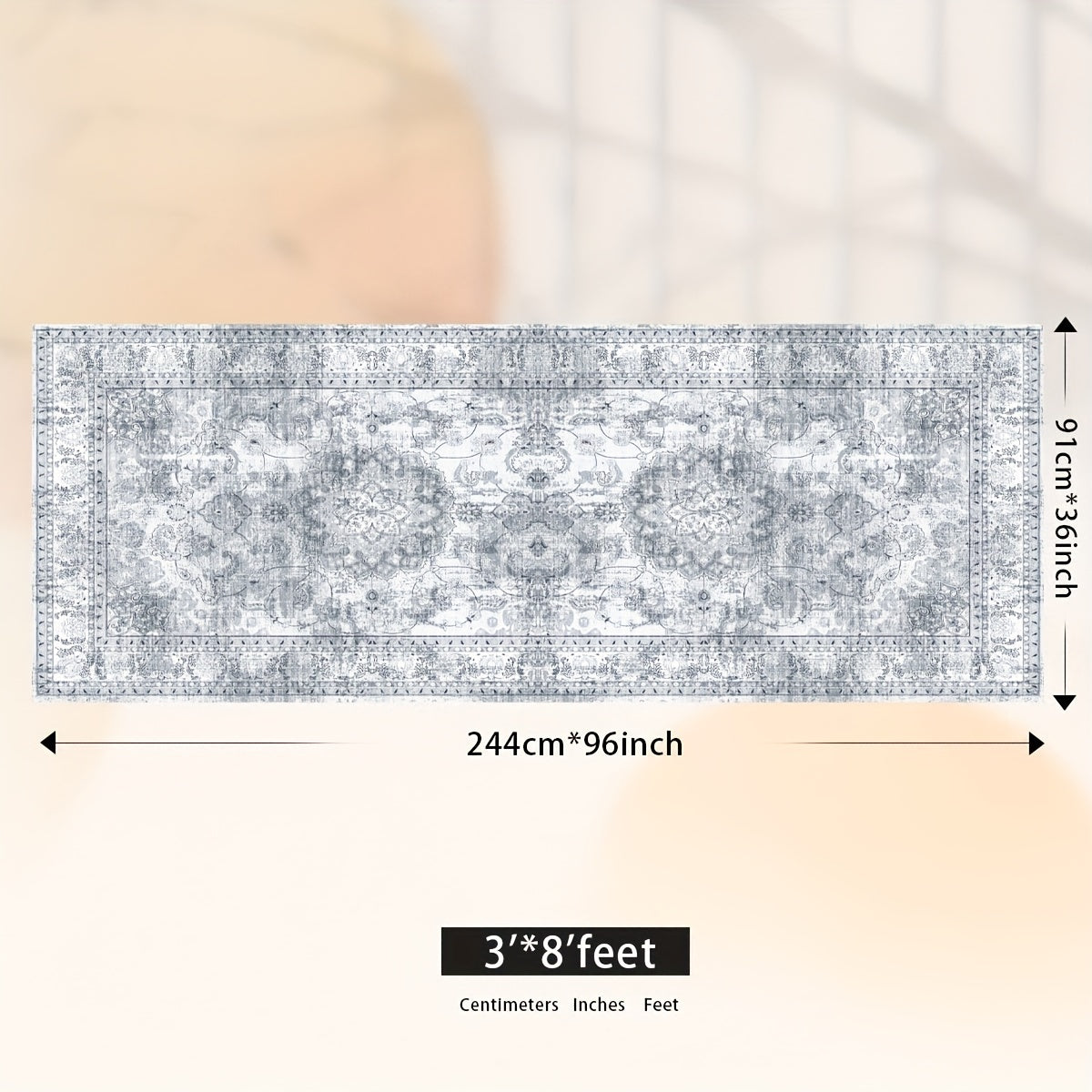 Area Rugs Boho Washable Area Rug For Bathroom, Bedroom, Large Area Rugs For Living Room Dining Room, Bohemian Vintage Non Slip Low Pile Indoor Accent Carpet For Home Office-blue Color Bathroom Mat