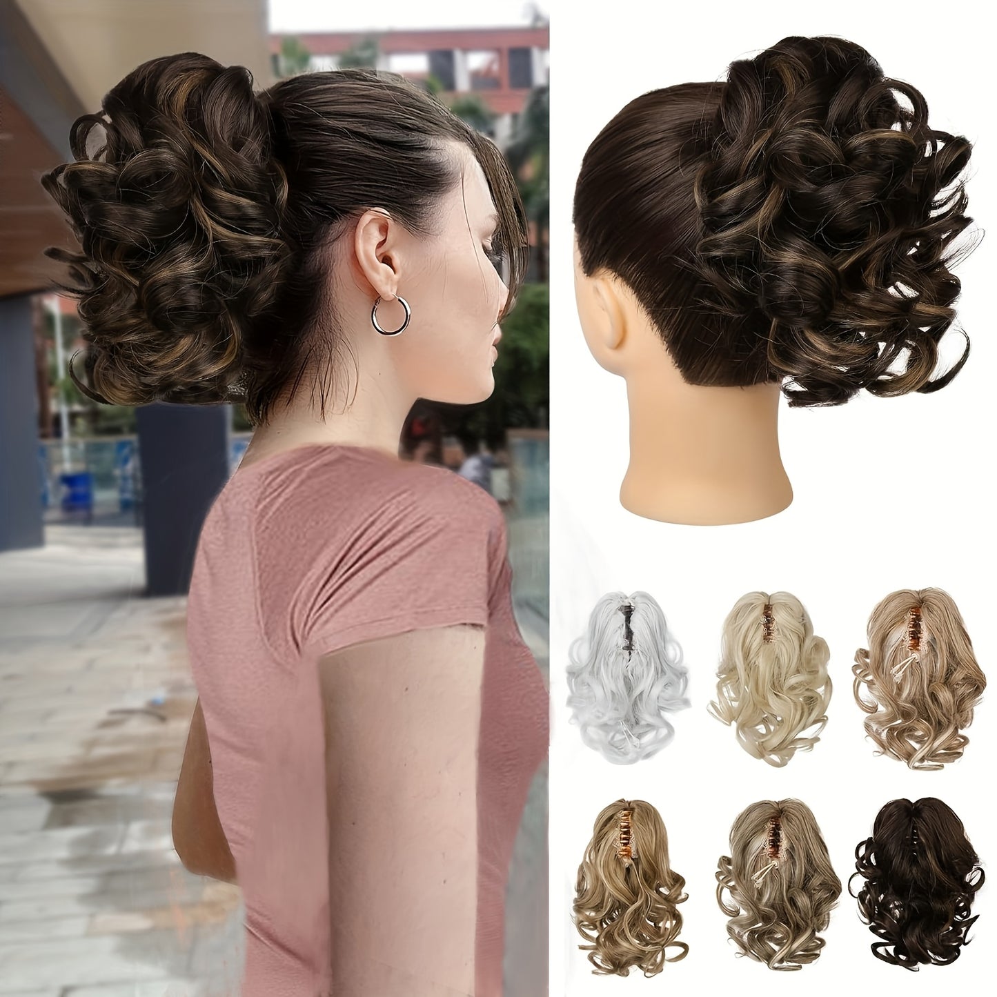 8 Inch Wavy Clip-In Ponytail | Jumbo Claw Clip Synthetic Hair Extensions for Women