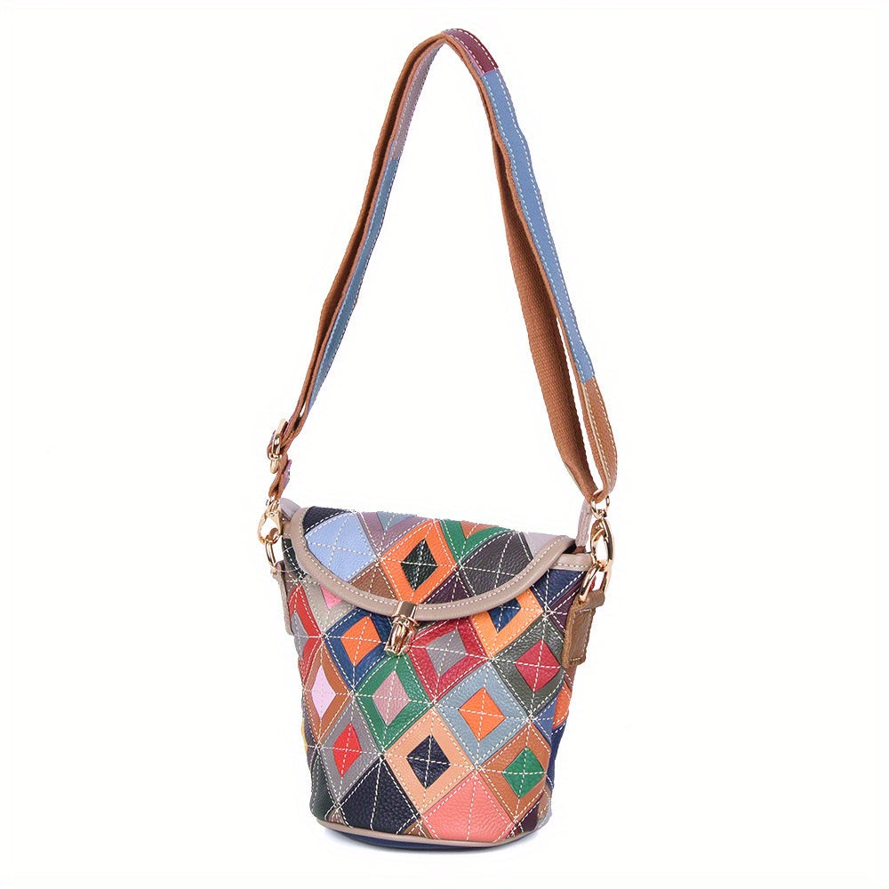 New Genuine Leather Women's bag with cowhide colored casual bag cover for Women's one-shoulder crossbody fashionable small square bag