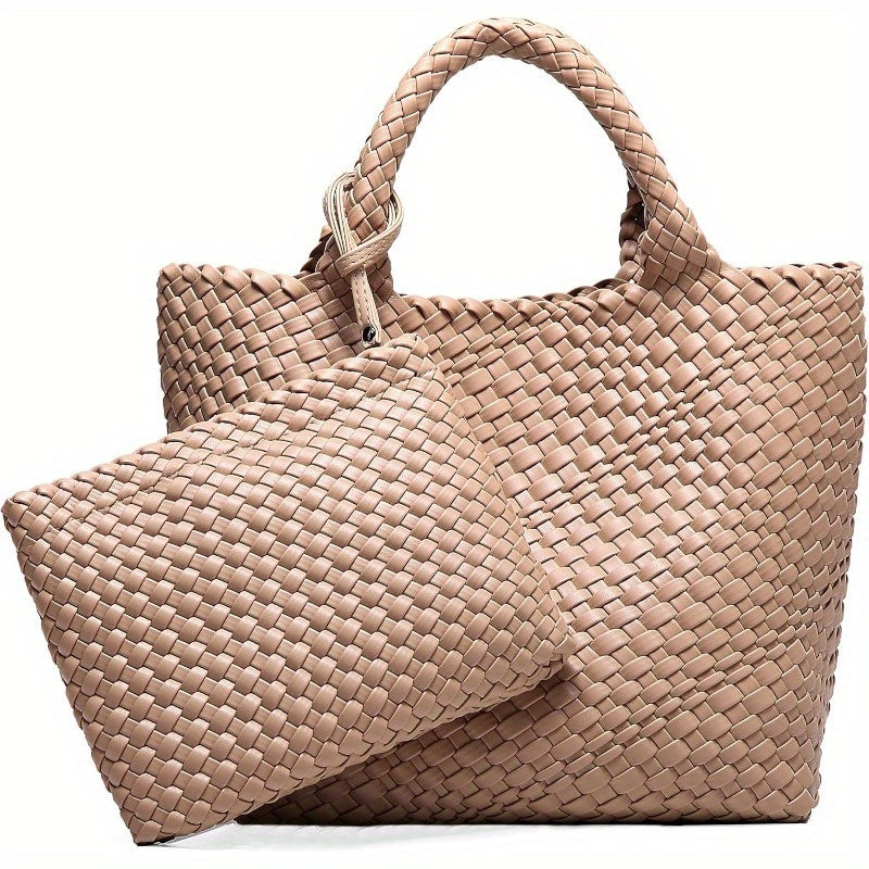 high quality handmade woven tote travel shopping bag Women's Vegan Woven Tote Bag