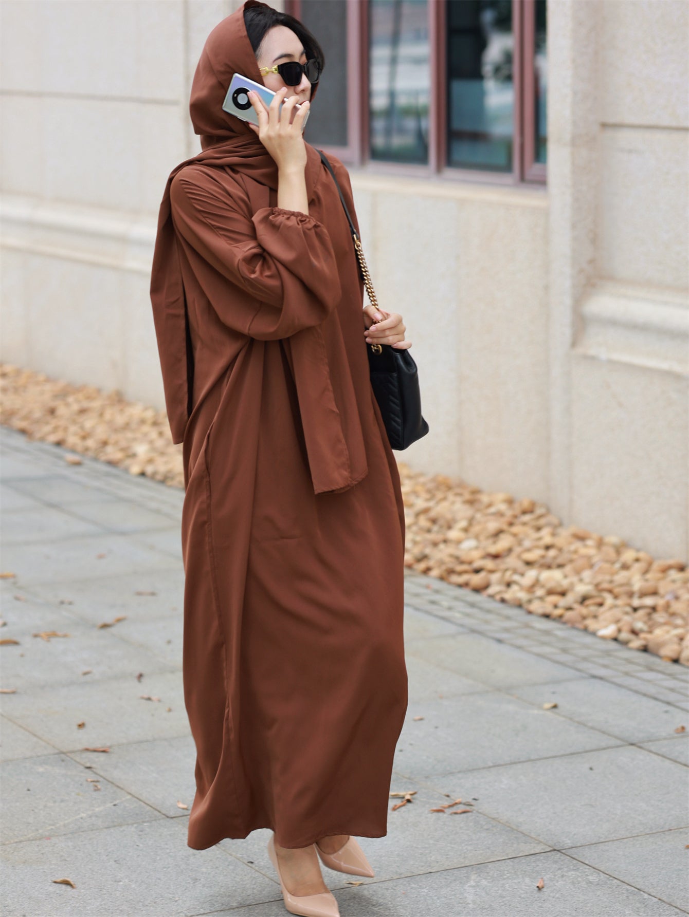 Women'S Loose Modest Jibab Abaya with Headscarf - Long Sleeve, Polyester, Non-Stretch Fabric | Ideal for Ramadan and Daily Wear, Casual Style, Allseason Abaya | Elegant Abaya | Polyester Abaya