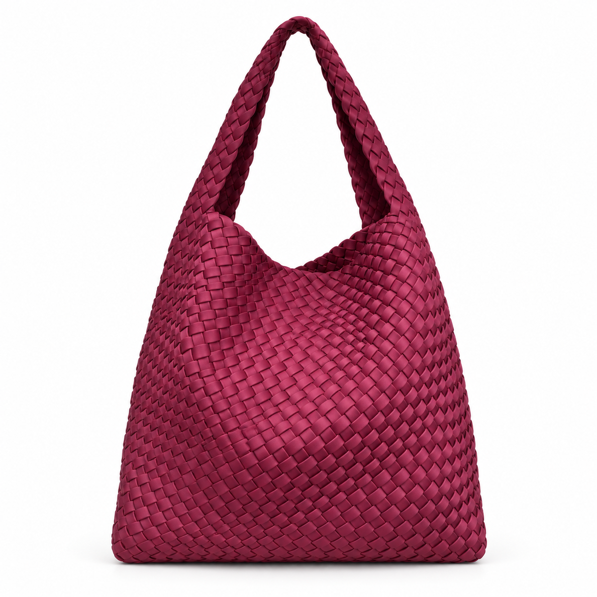 Elegant Burgundy Woven Hobo Shoulder Bag