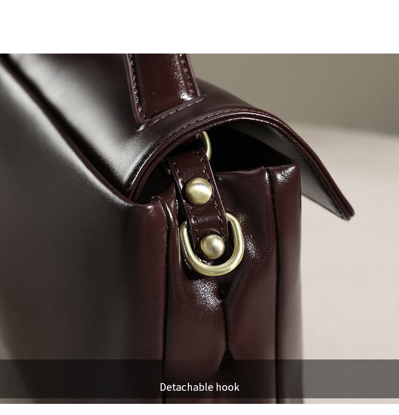 Solid Color Luxury Leather Women's Shoulder Bag, Crossbody Bag for Women, 2025 New High-End Retro Shoulder Bag