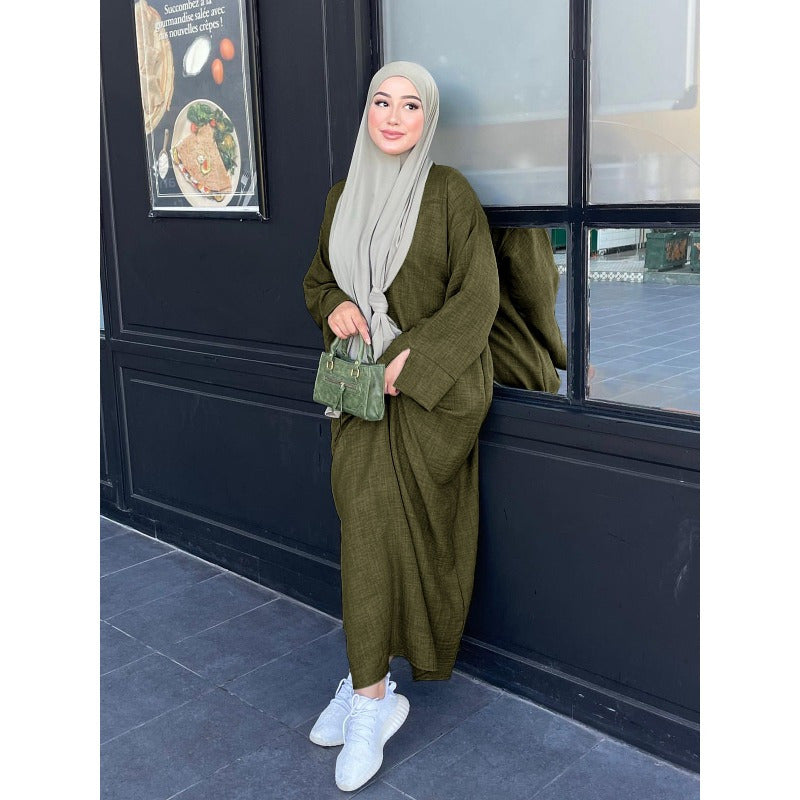 Women's Islamic Abaya Burqa - Elegant Middle Eastern Robe with Loose Fit, Modest Muslim Gown for Everyday & Special Occasions - Available in Olive Green/, Islamic Clothing for Women