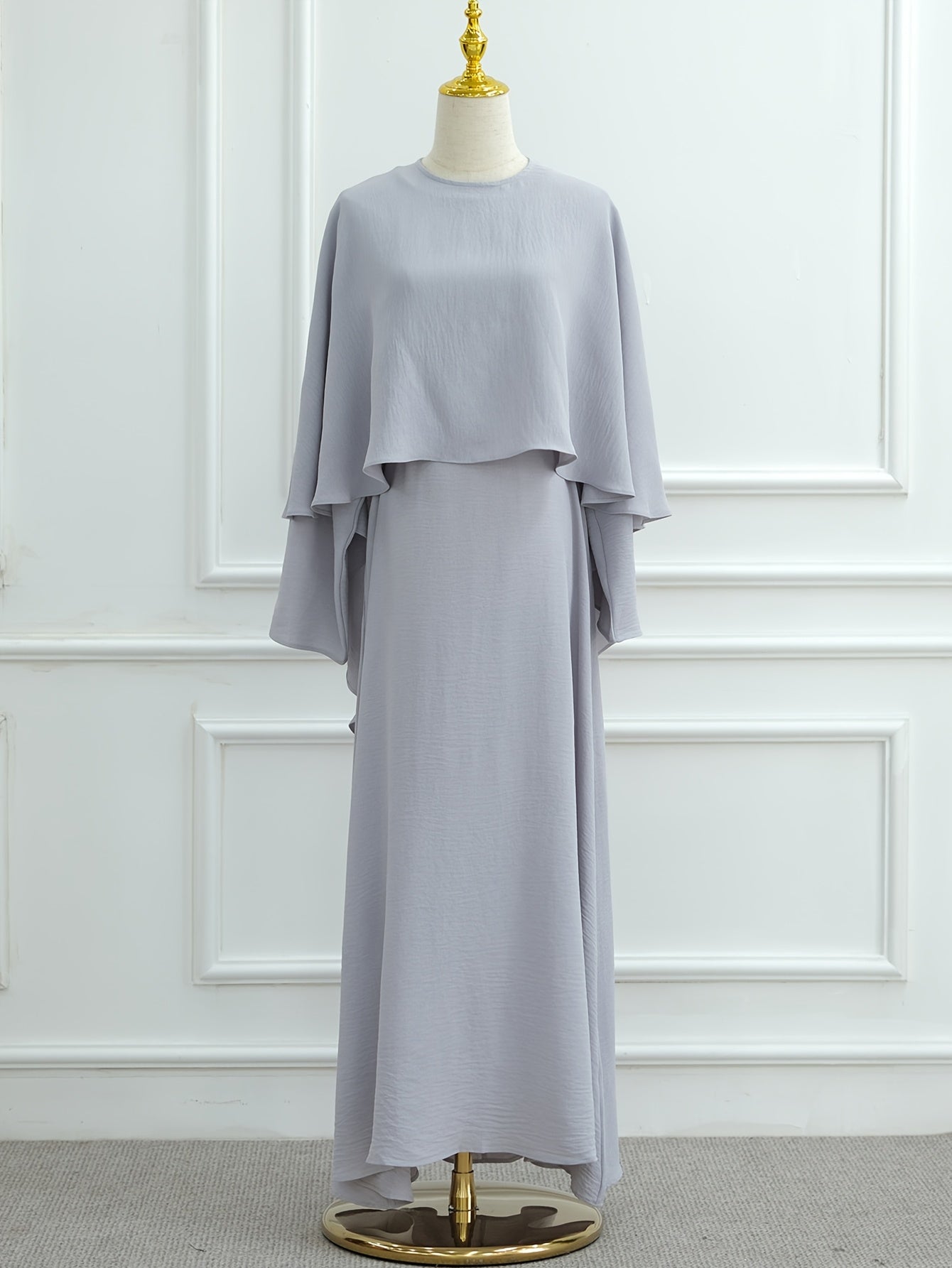Middle East Special Turkish Kaftan Solid Color Fashion Women's Waist-Tied Elegant Robe Cape Two-Piece Set Summer Ramadan Muslim Islamic Long Sleeve Arabic Abaya