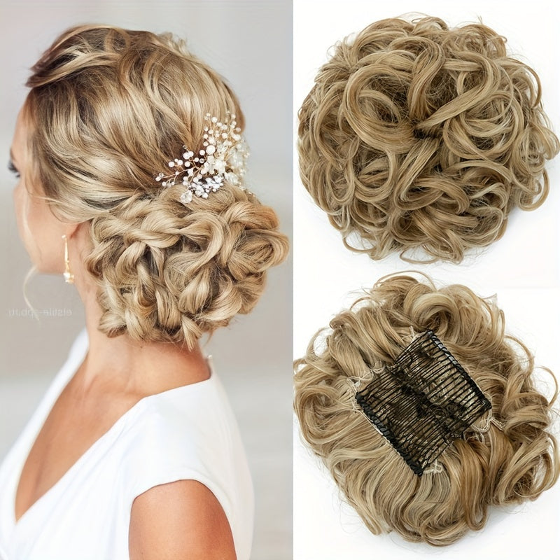 Curly Bun Extensions Scrunchie Combs In Messy Bun Hair Piece For Women