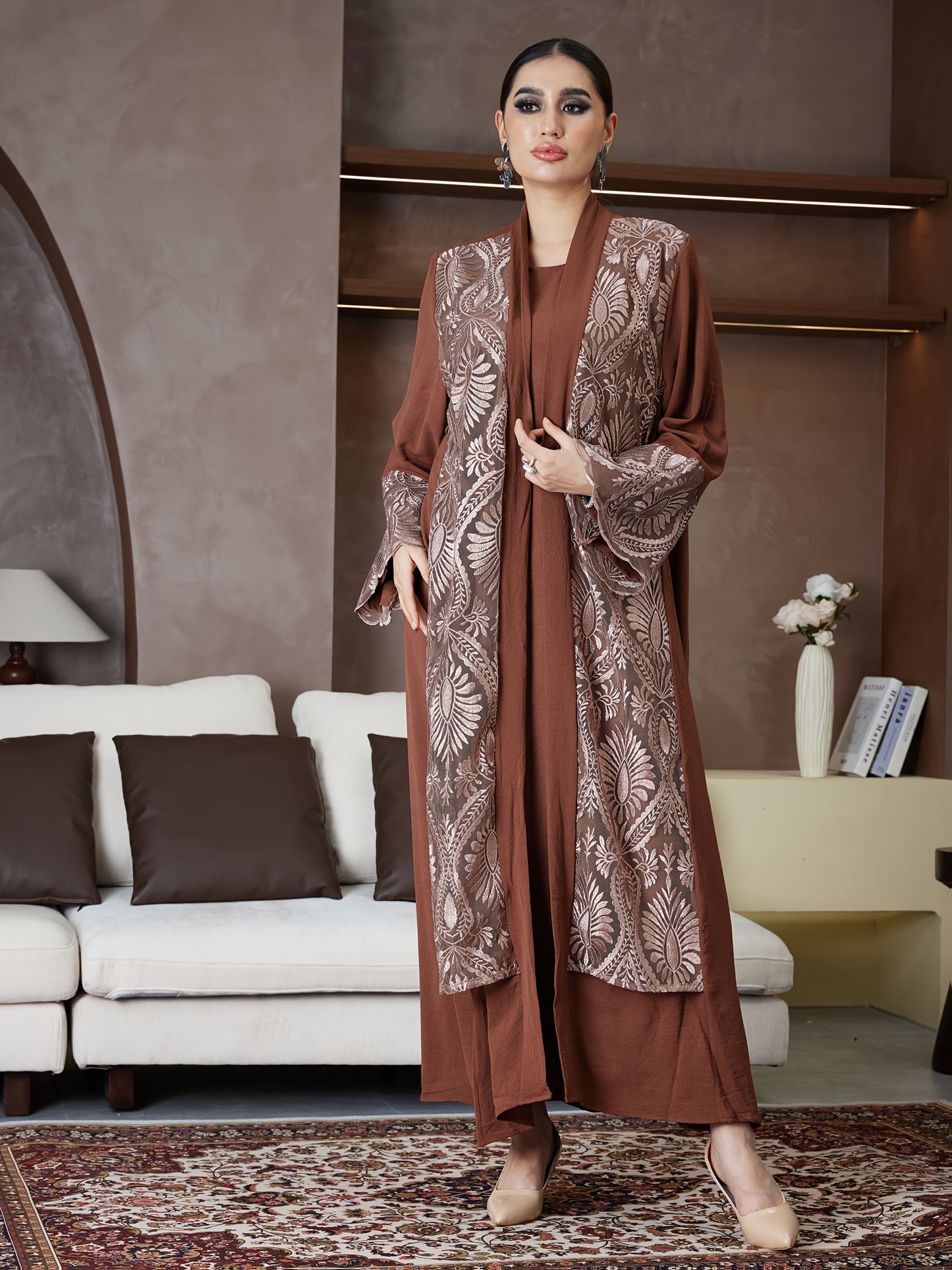 New Abaya for Ramadan, Middle Eastern Arabic Robe, Saudi Arabia, Turkish Muslim Women'S Floral Dress with Comfortable Breathable Fabric, High-End Fashion Paisley Pattern
