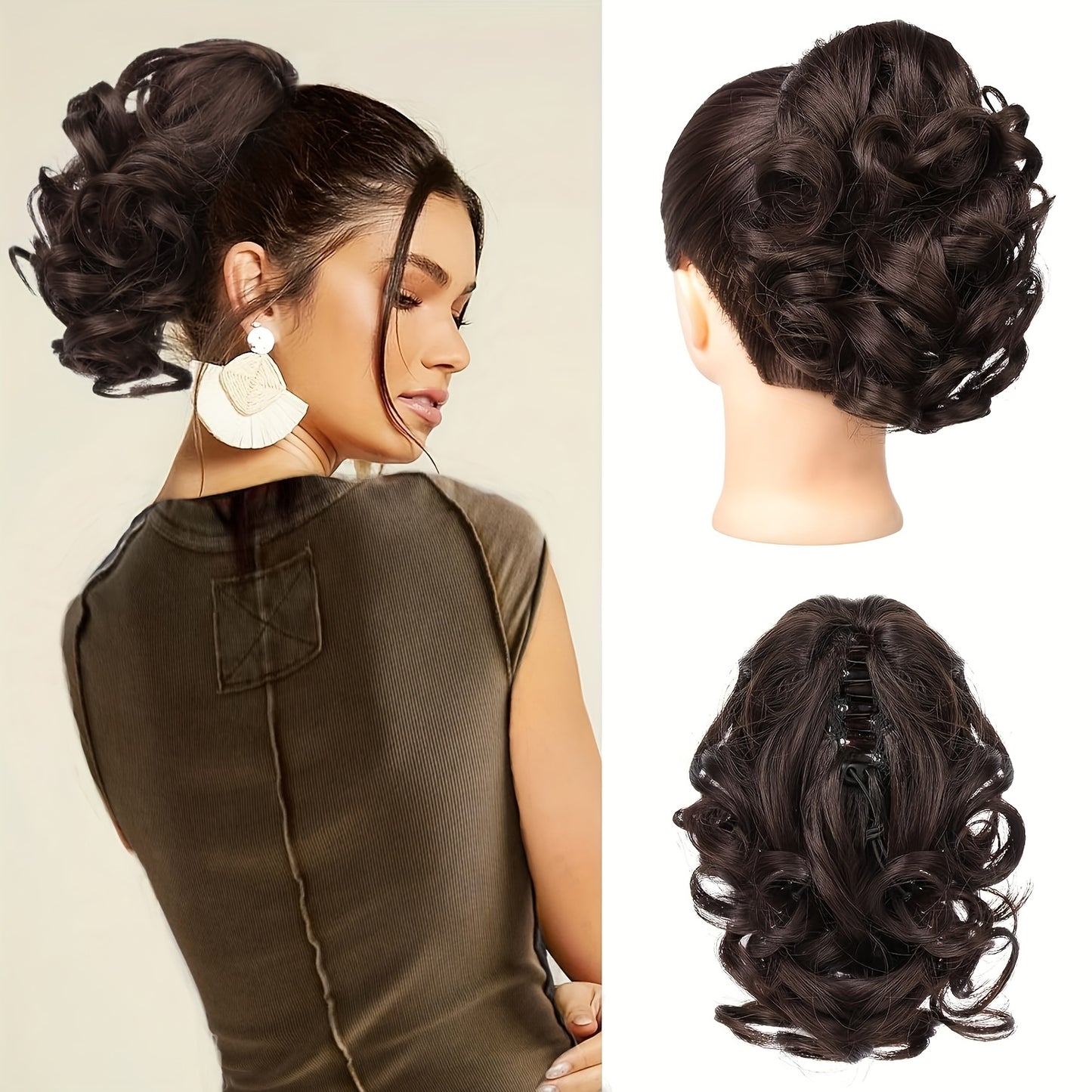 8 Inch Wavy Clip-In Ponytail | Jumbo Claw Clip Synthetic Hair Extensions for Women