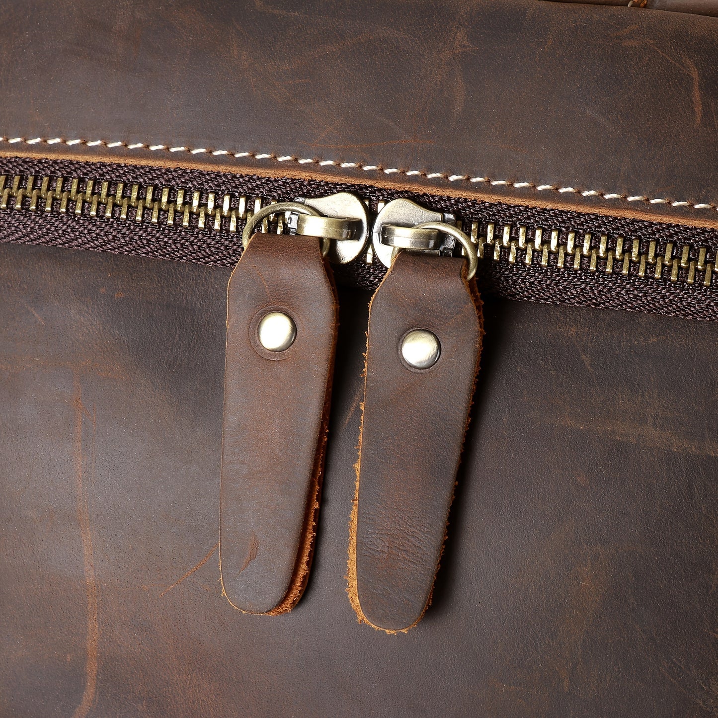 Full Grain Cowhide Leather Vintage Sling Chest Shoulder Bag Retro Hiking Crossbody Casual Daypack - Durable & Stylish - For Men & Women
