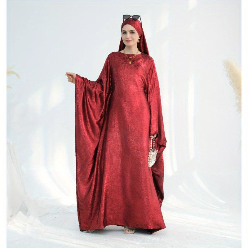 Elegant Turkish Abaya Dress - Spliced Dubai Style, Long Sleeve, Floor-Length, Polyester, Green, Blue, Black, White, Beige, Brown, with Golden Accents, Perfect for Formal Events, Formal Attire