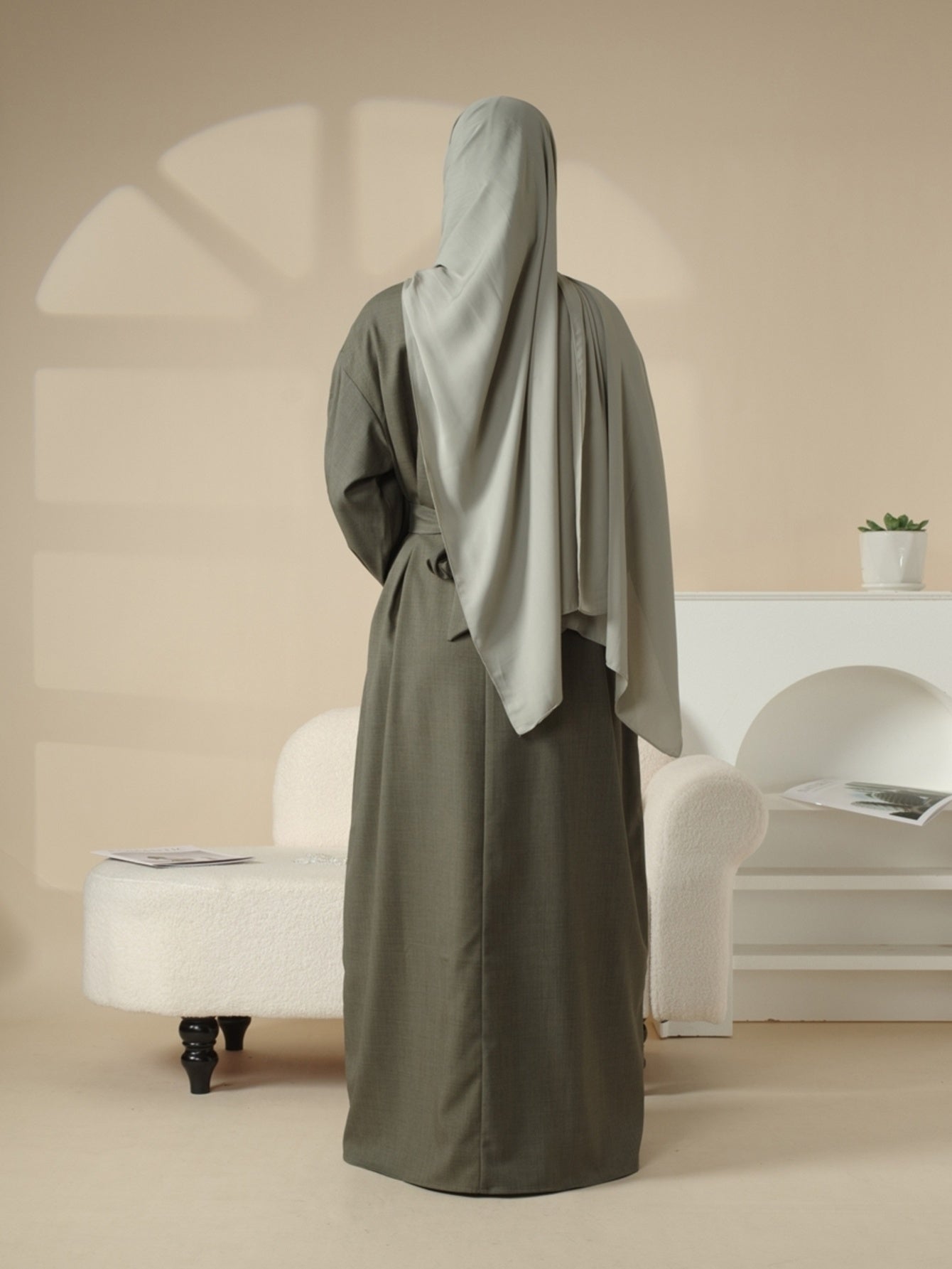 Plain Abaya with Pockets 2pcs Set Elegant Middle East Arab Islamic Muslim Style Shawl Robe Smock Ramadan Prayer Dress Long Skirt Jilbaab Abaya Women's Women Solid Color