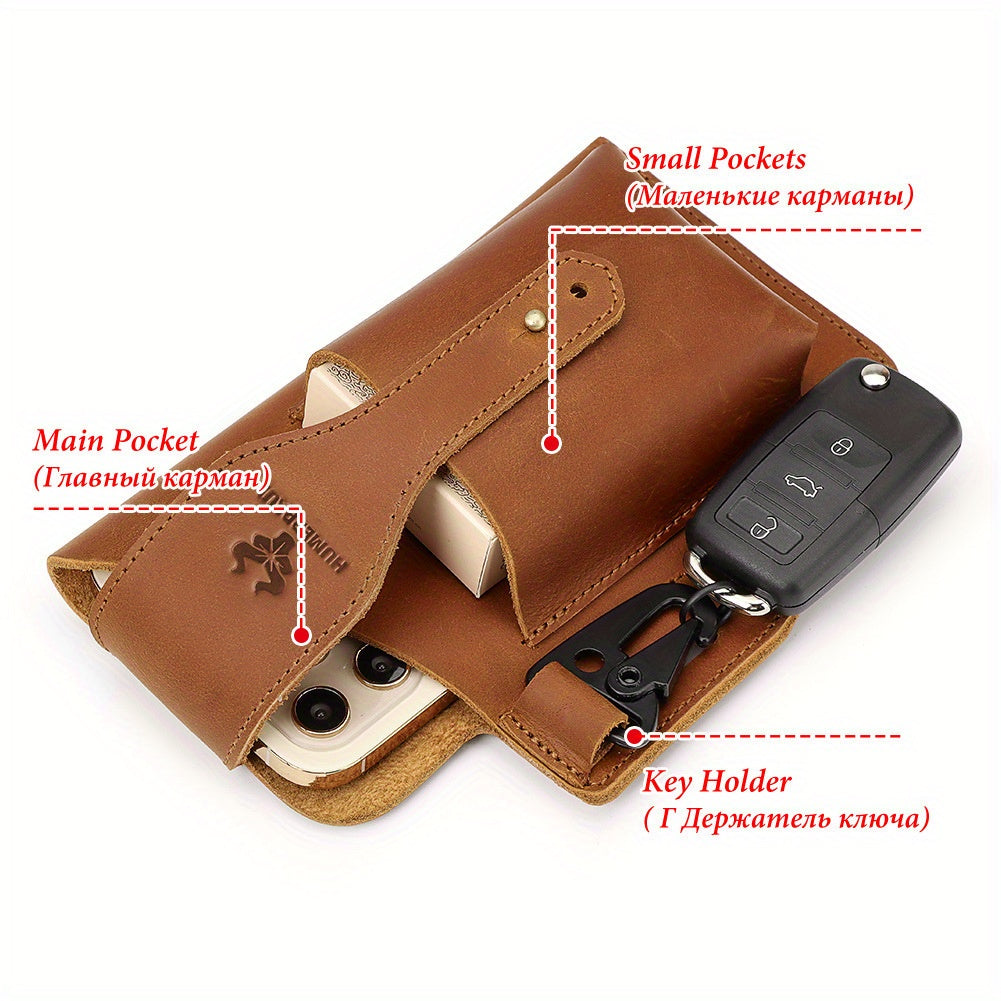 Men's Leather Mobile Phone Case, Mobile Phone Stand With Belt Ring, Mobile Phone Bag Protective Case, Unique Father's Day Gift