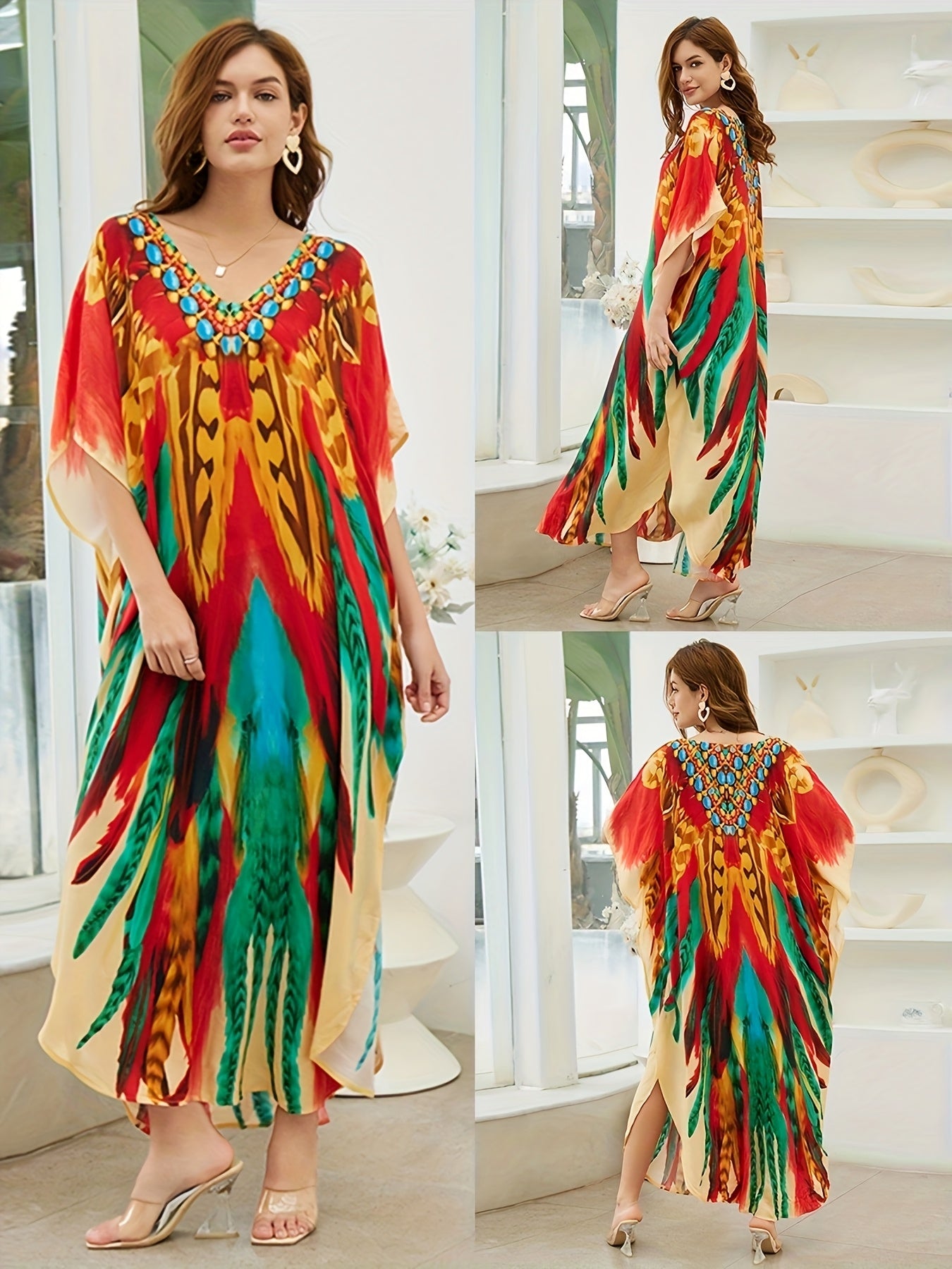 Women Long Kaftan Clothing Roomy Homewear Oversized Maxi Kimono Cover Ups Robes