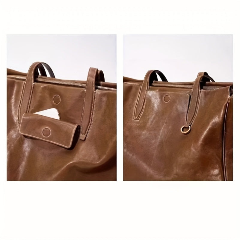 Genuine Leather Tote Bag for Women - Premium Cowhide Shoulder Handbag