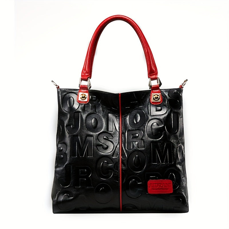 Fashionable Motorcycle Bag, Tote Bag, Genuine Leather Women's Bag, Zipper Handbag, Shoulder Bag, Fashionable Hand-held Crossbody Bag