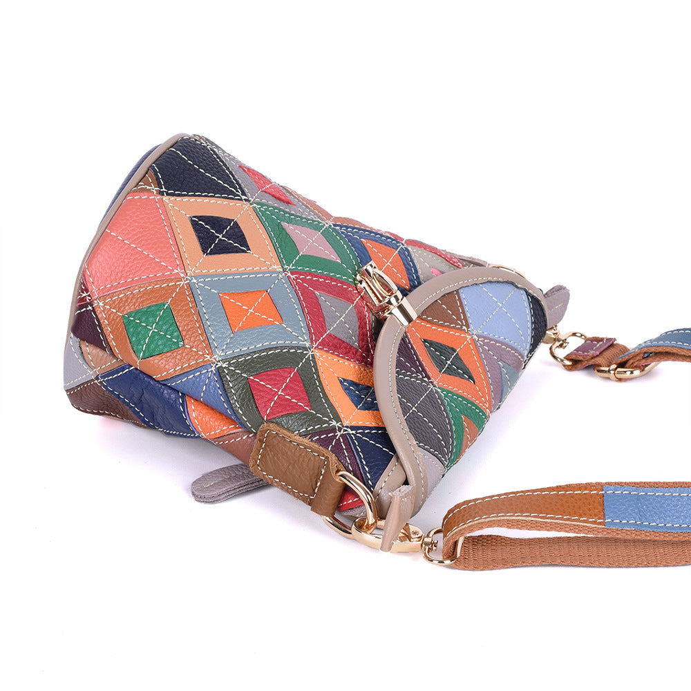 New Genuine Leather Women's bag with cowhide colored casual bag cover for Women's one-shoulder crossbody fashionable small square bag