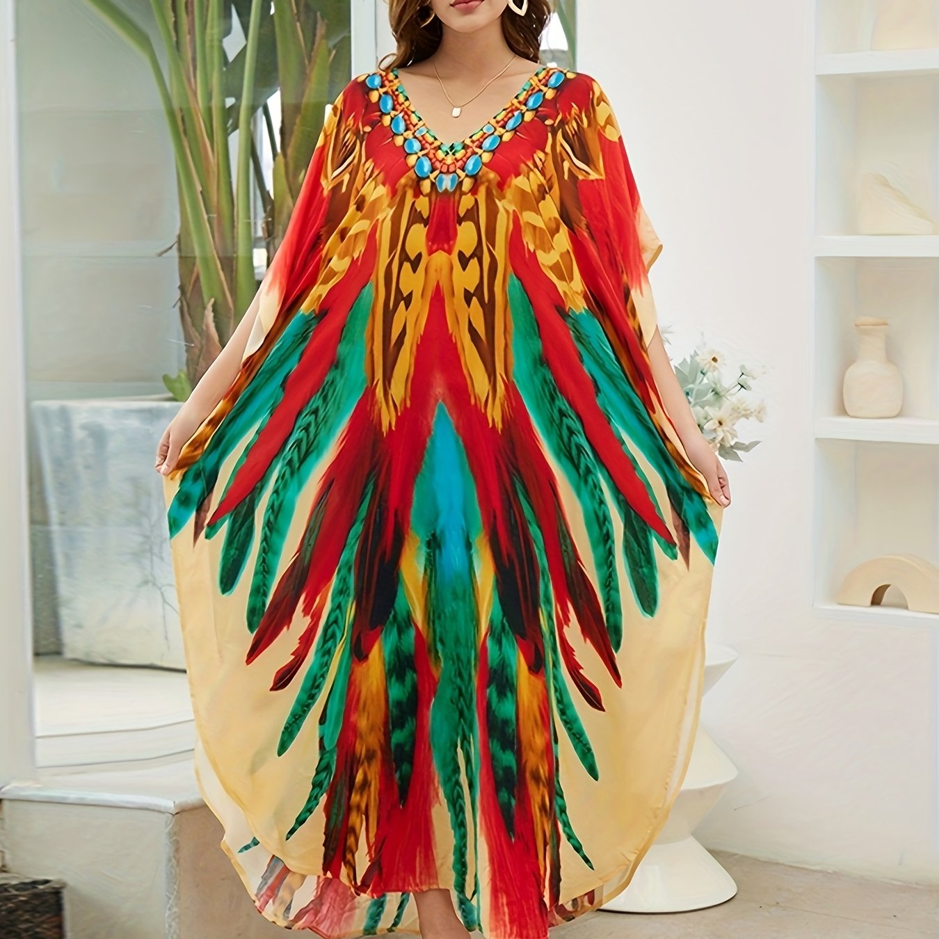 Women Long Kaftan Clothing Roomy Homewear Oversized Maxi Kimono Cover Ups Robes