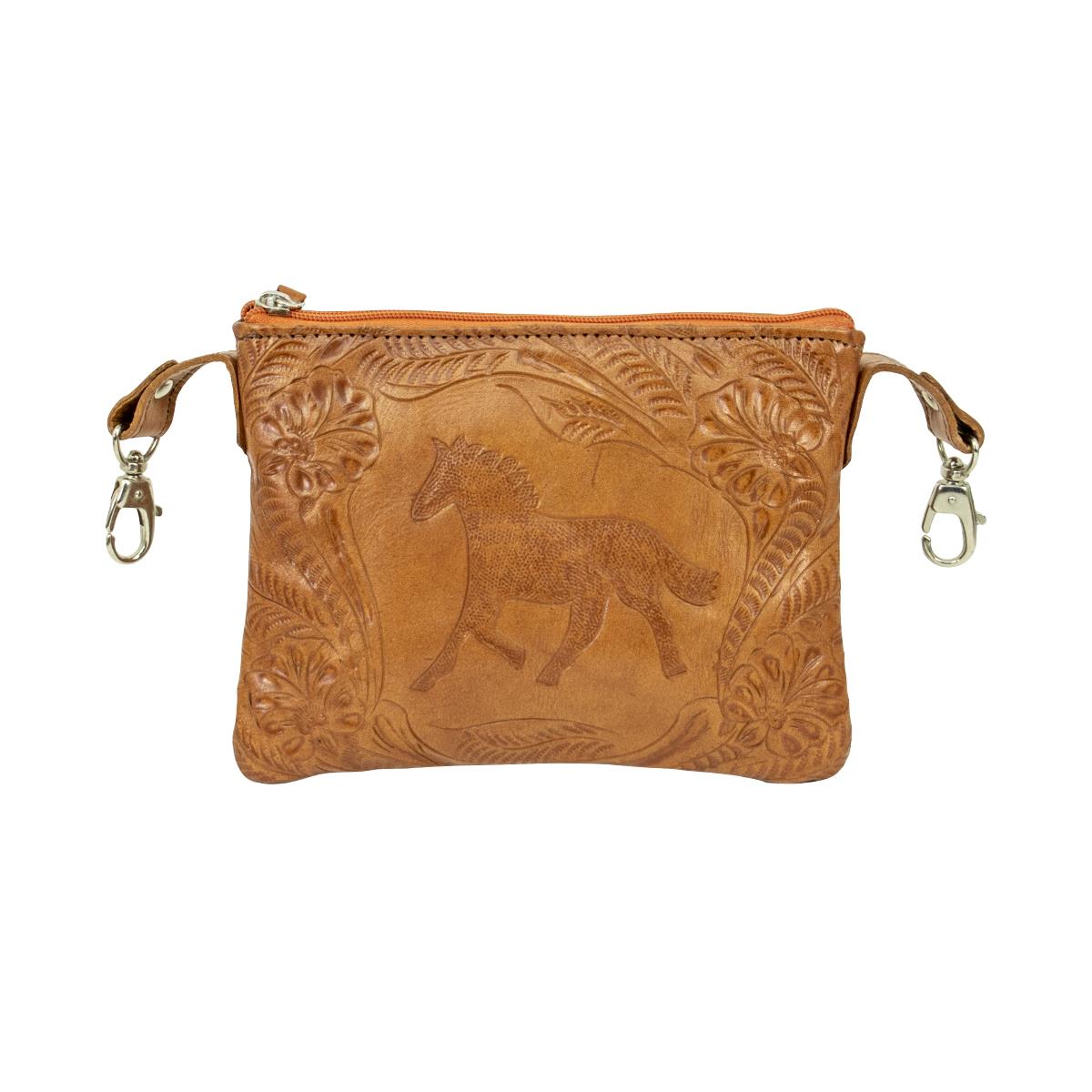 24 in. Hitchin Post Trail Rider Leather Belt Crossbody & Hip Bag, Natural Tan