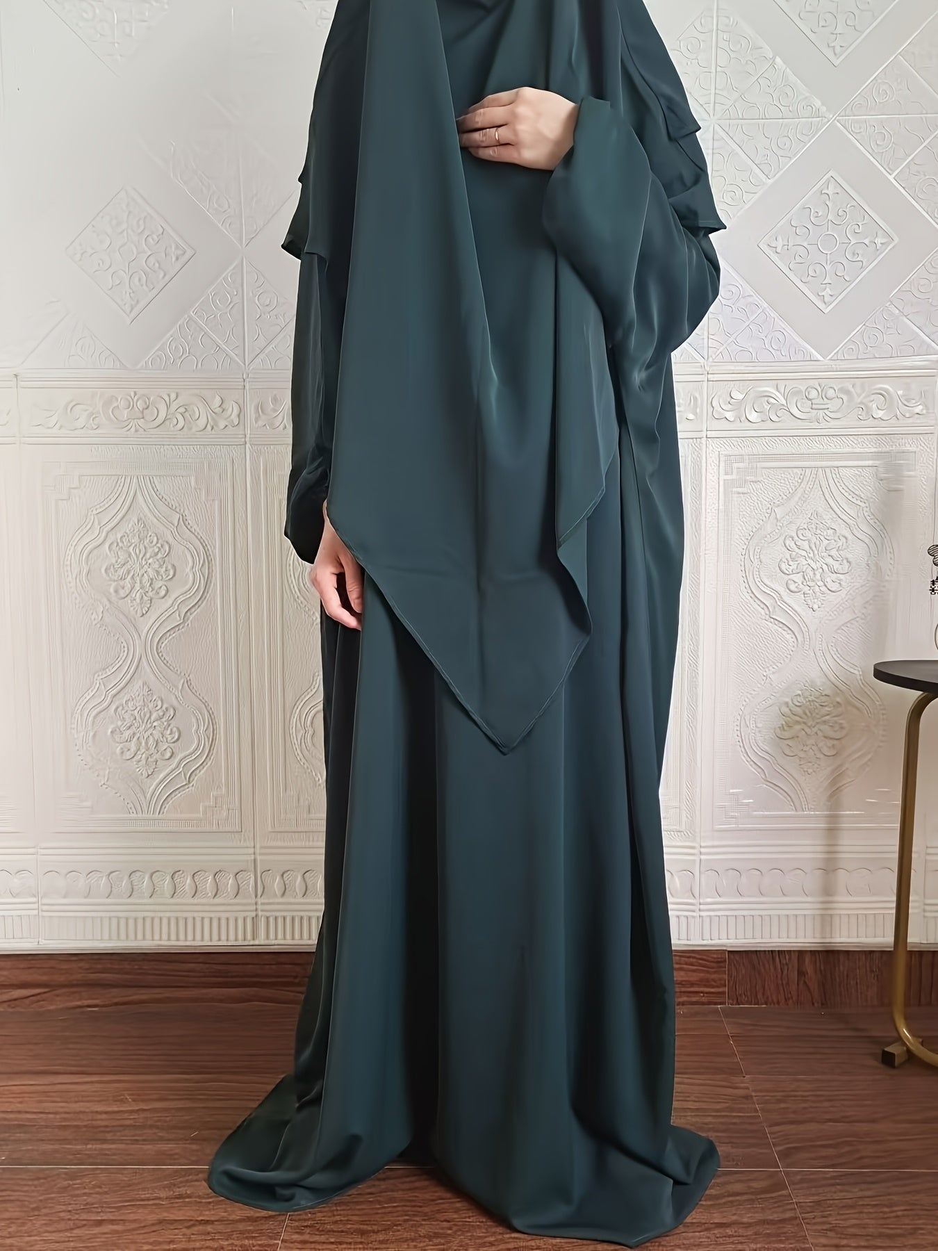Plus Size - A Set of Elegant Plus Size Women Jilbaab Dresses, Middle East Dubai Solid Color Robe Dress Two Piece Set, Perfect for Ramadan And Islamic Prayers Abaya Femme Women Abaya Dubai Islamic Clothing Abaya Hijab Femme Prayer Jil