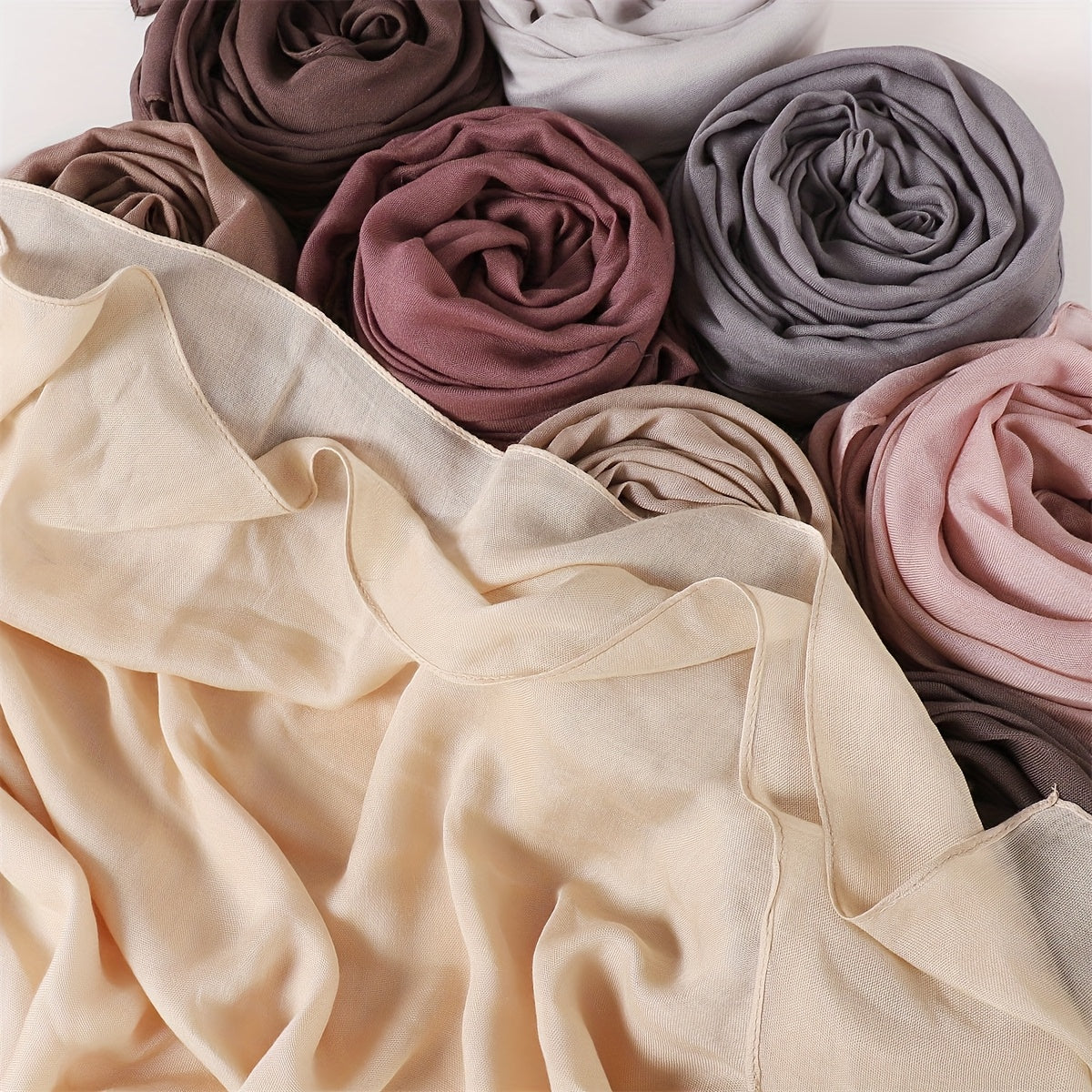 5pcs High-Quality Solid Color Breathable Scarves for Women - Soft Modal, Ideal for Daily Use, Muslim Hijabs, Shawls, and Wraps, Casual Wear Scarves|Breathable Fabric Scarves| Textured Bamboo Woven Hijab