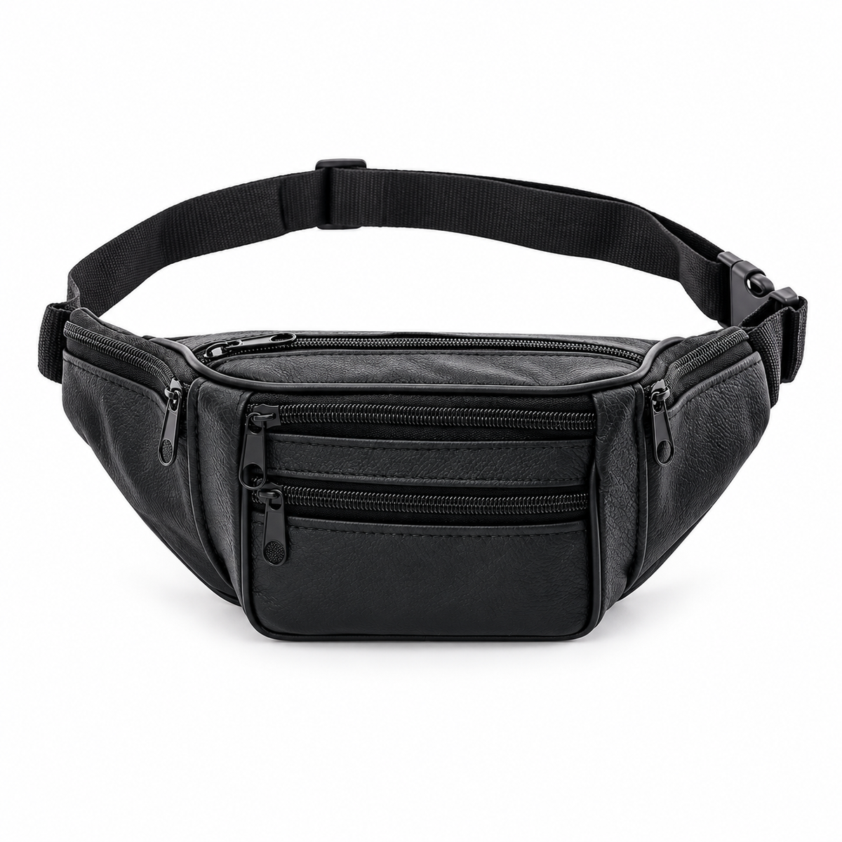 Black Multi Pocket Adjustable Waist Bag
