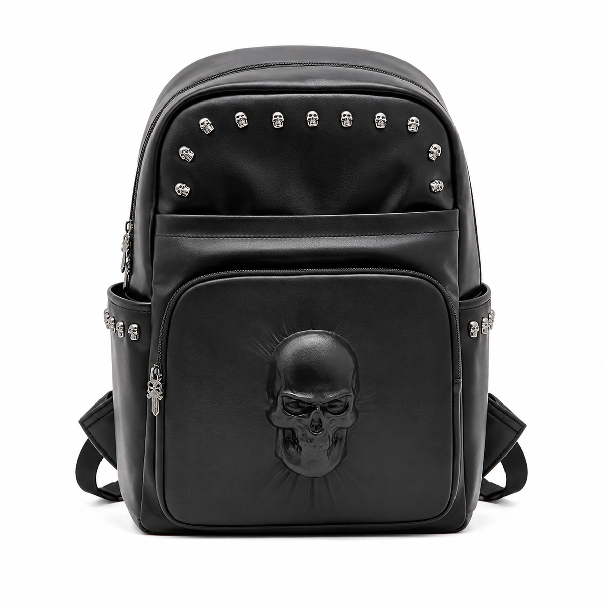 Gothic Black Skull Studded Backpack Bag