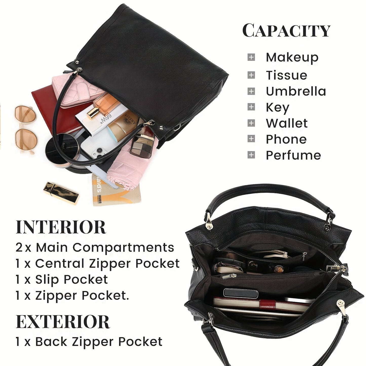 Elegant Leather Handbag, Women's Tote Bag, Versatile Single Shoulder Sling Bag